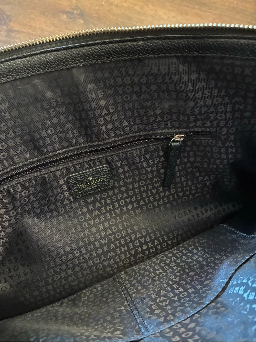 Kate Spade Larchmont Avenue Logo Penny Tote Bag Leather Purse Black